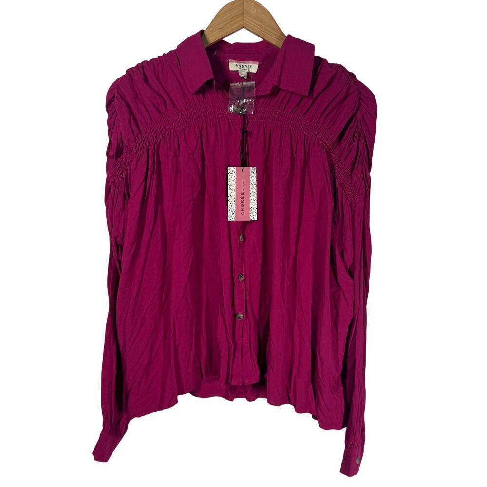 Andree By Unit Shirt Women NWT S Pink Long Sleeve Magenta Style #11166 Career